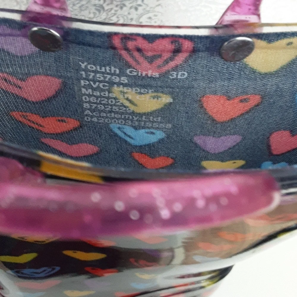 Magellan Outdoors Heart Pattern Rain Boots Size 3.
